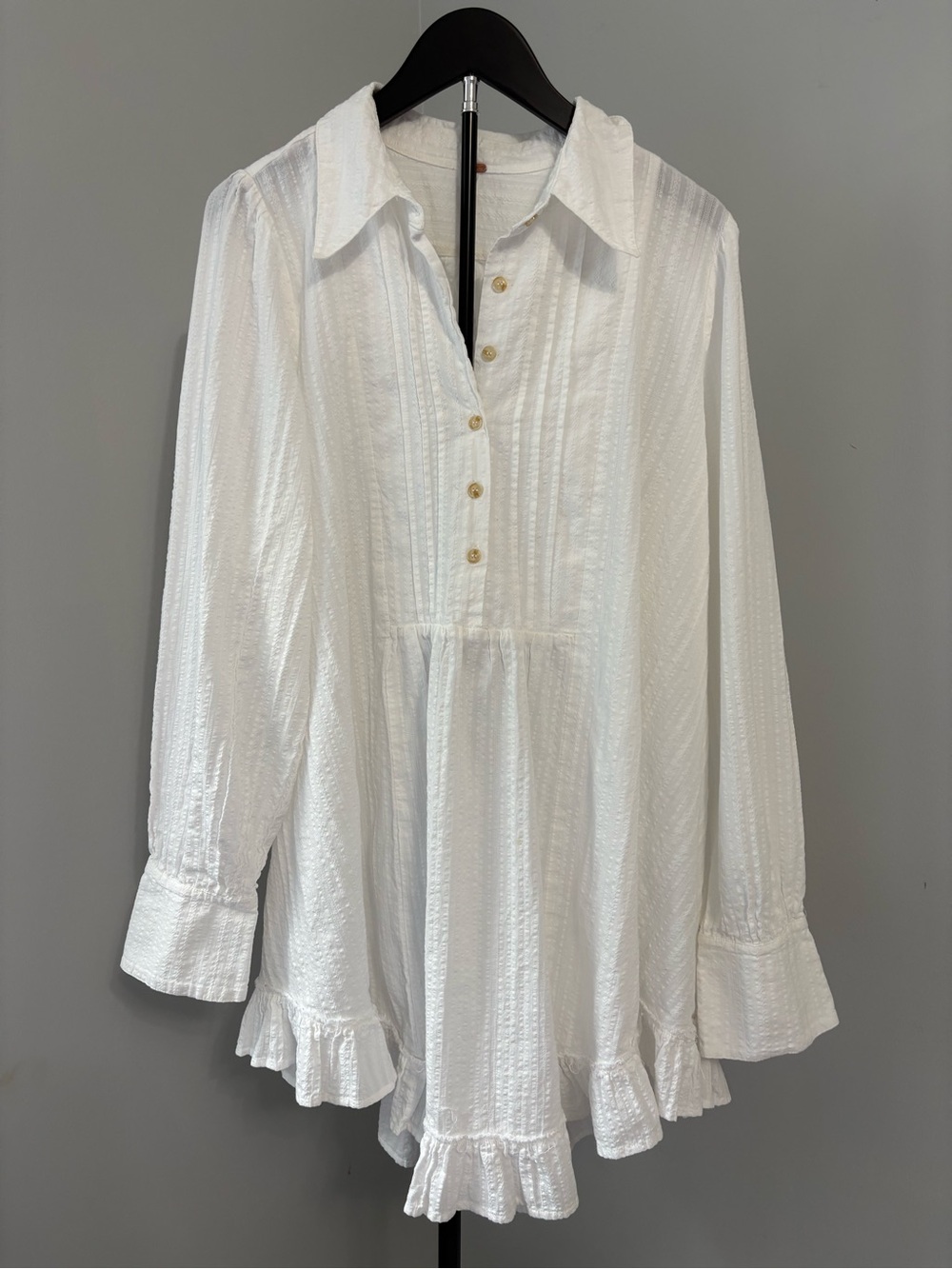 Free People Love Me Truly Tunic XL Optic White Ruffle Cottagecore Boho Mini - Picture 2 of 8